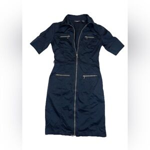 Express Women’s Size 6 Navy Zip Up Bodycon Dress With Pockets